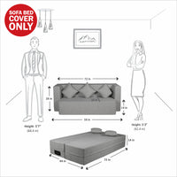 cover of light grey jute fabric flipperx sofa cum bed