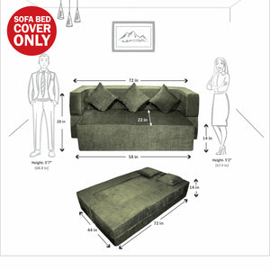 Cover FlipperX Sofa Cum Bed - 3 Seater, Plain Cushion ( Premium Molfino Fabric, Green )