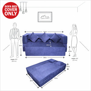 Cover FlipperX Sofa Cum Bed - 3 Seater, Plain Cushion ( Premium Molfino Fabric, Purple )