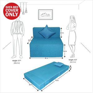 Cover Rejoice Sofa Cum Bed - 1  Seater, Plain Cushion ( Jute Fabric,  Blue )