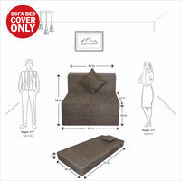 cover of brown jute fabric 6x3 rejoice sofa cum bed