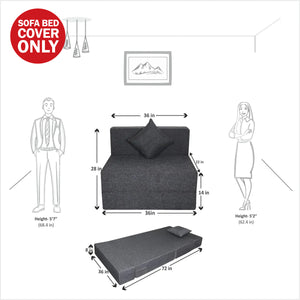 Cover Rejoice Sofa Cum Bed - 1  Seater, Plain Cushion ( Jute Fabric,  Grey  )
