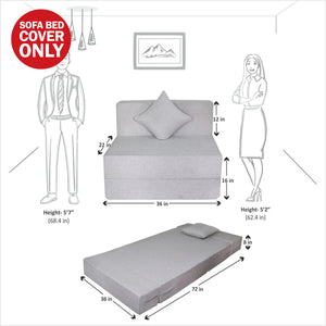 Cover Rejoice Sofa Cum Bed - 1  Seater, Plain Cushion ( Jute Fabric,  Light Grey  )