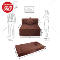 cover of brown molfino fabric 6x3 rejoice sofa cum bed