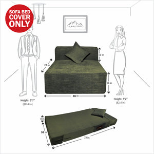 Cover Rejoice Sofa Cum Bed - 1  Seater, Plain Cushion ( Premium Molfino Fabric,  Green )