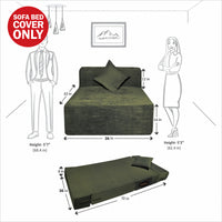 cover of green molfino fabric 6x3 rejoice sofa cum bed