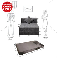 cover of grey molfino fabric 6x3 rejoice sofa cum bed