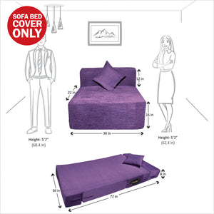 Cover Rejoice Sofa Cum Bed - 1  Seater, Plain Cushion ( Premium Molfino Fabric,  Purple )