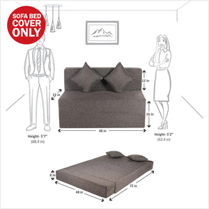 Cover Rejoice Sofa Cum Bed - 2 Seater, Plain Cushion ( Jute Fabric, Brown )