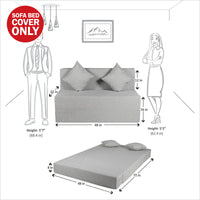 cover of light grey jute fabric 6x4 rejoice sofa cum bed