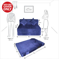 cover of blue molfino fabric 6x4 rejoice sofa cum bed