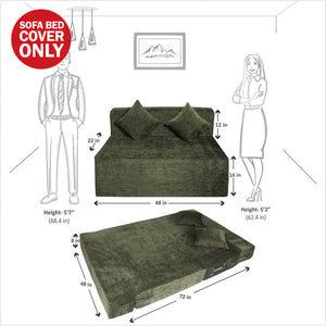 Cover Rejoice Sofa Cum Bed - 2 Seater, Plain Cushion ( Premium Molfino Fabric, Brown )