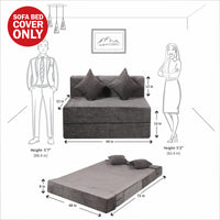 cover of grey molfino fabric 6x4 rejoice sofa cum bed