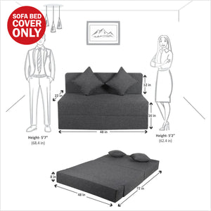 Cover Rejoice Sofa Cum Bed - 2 Seater, Plain Cushion ( Premium Molfino Fabric, Grey)