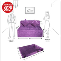 cover of purple molfino fabric 6x4 rejoice sofa cum bed