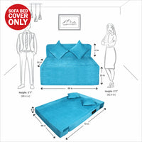 cover of sky blue molfino fabric 6x4 rejoice sofa cum bed