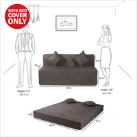 cover of brown jute fabric 6x5 rejoice sofa cum bed