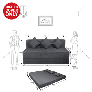Cover Rejoice Sofa Cum Bed - 3 Seater, Plain Cushion ( Jute Fabric,  Grey )