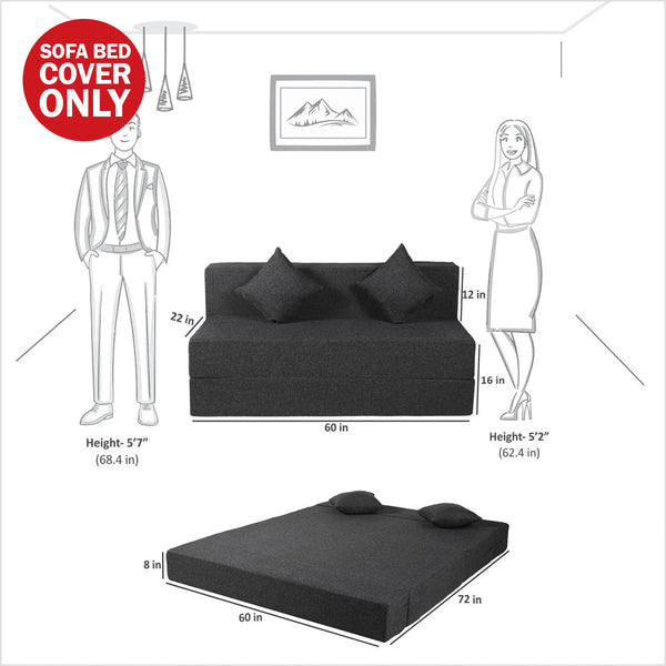 Cover Rejoice Sofa Cum Bed - 3 Seater, Plain Cushion ( Jute Fabric,  Grey )