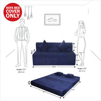 cover of blue molfino fabric 6x5 rejoice sofa cum bed