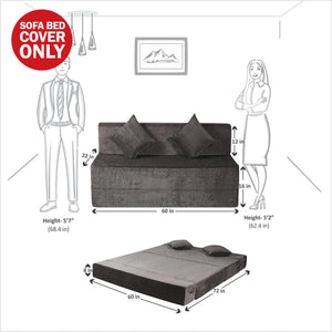 Cover Rejoice Sofa Cum Bed - 3 Seater, Plain Cushion ( Premium Molfino Fabric, Dark Grey  )
