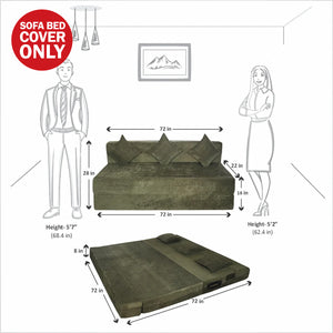 Cover Rejoice Sofa Cum Bed - 3 Seater, Plain Cushion ( Premium Molfino Fabric,  Green)