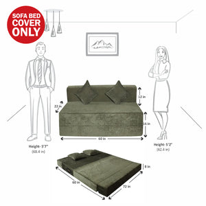 Cover Rejoice Sofa Cum Bed  - 3 Seater, Plain Cushion ( Premium Molfino Fabric,  Green )
