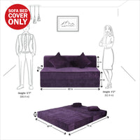cover of purple molfino fabric 6x5 rejoice sofa cum bed