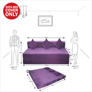 Cover Rejoice Sofa Cum Bed - 3 Seater, Plain Cushion ( Premium Molfino Fabric,  Purple )