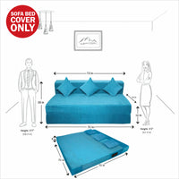 cover of sky blue molfino fabric 6x6 rejoice sofa cum bed