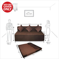 cover of brown molfino fabric 6x6 rejoice sofa cum bed