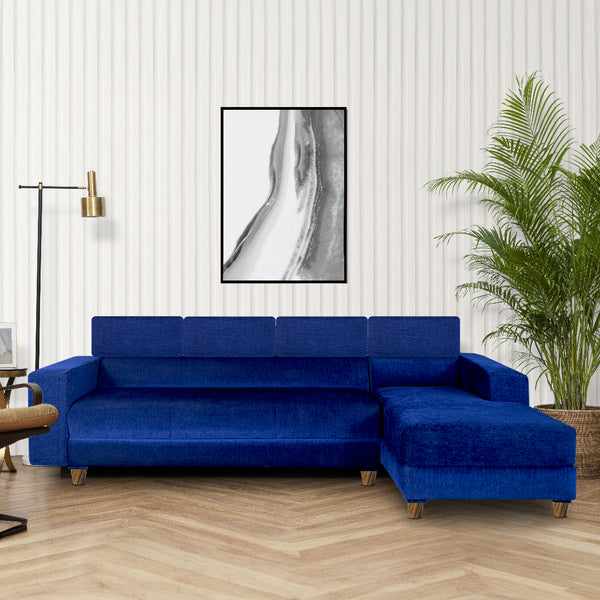 Berlin 6 Seater Sofa Right Corner- ( Premium Molfino Fabric- Blue )