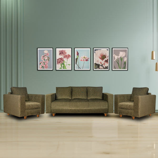 Rio 5 Seater Sofa- (3+1+1) ( Premium Molfino Fabric- Green )
