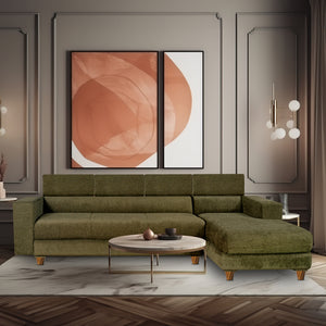 Berlin 6 Seater Sofa Set Right Corner- ( Premium Molfino Fabric- Green )