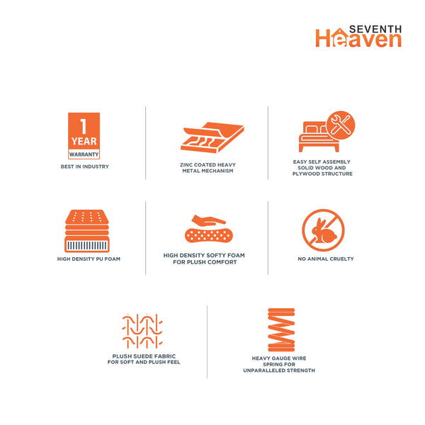 Rome 1 Seater Sofa- ( Plush Suede Fabric- Black )