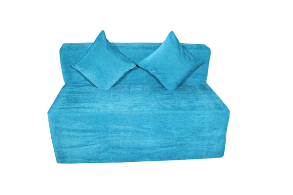 Rejoice Sofa Cum Bed - 2  Seater, Plain Cushion ( Premium Molfino Fabric, Sky Blue )