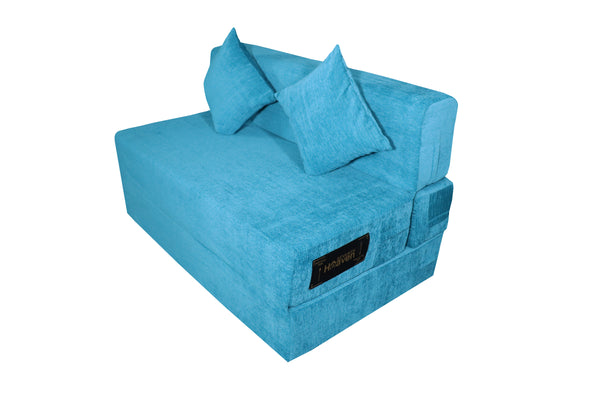 Rejoice Sofa Cum Bed - 2  Seater, Plain Cushion ( Premium Molfino Fabric, Sky Blue )