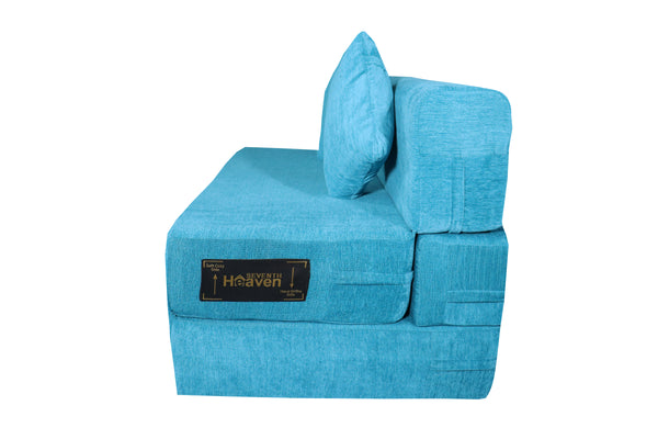 Rejoice Sofa Cum Bed - 2  Seater, Plain Cushion ( Premium Molfino Fabric, Sky Blue )