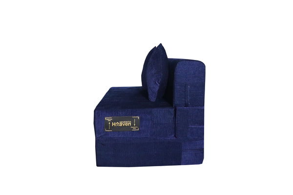 Rejoice Sofa Cum Bed - 2 Seater, Plain Cushion ( Premium Molfino Fabric, Blue )