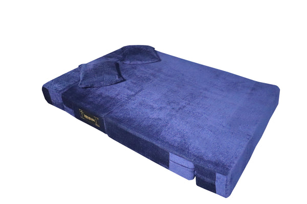 Rejoice Sofa Cum Bed - 2 Seater, Plain Cushion ( Premium Molfino Fabric, Blue )