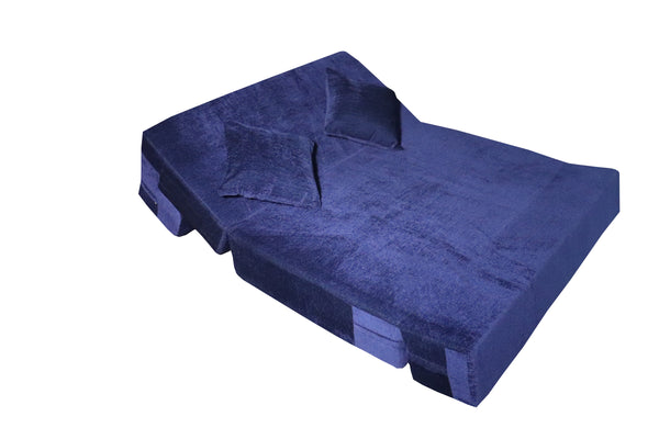 Rejoice Sofa Cum Bed - 2 Seater, Plain Cushion ( Premium Molfino Fabric, Blue )