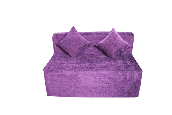 Rejoice Sofa Cum Bed - 2 Seater, Plain Cushion ( Premium Molfino Fabric, Purple )