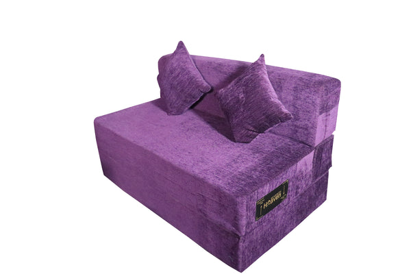 Rejoice Sofa Cum Bed - 2 Seater, Plain Cushion ( Premium Molfino Fabric, Purple )