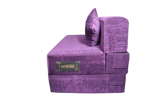 Rejoice Sofa Cum Bed - 2 Seater, Plain Cushion ( Premium Molfino Fabric, Purple )