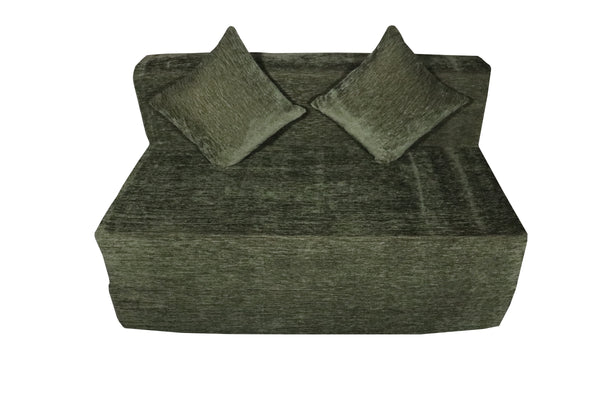 Rejoice Sofa Cum Bed Cover - 2 Seater, Plain Cushion ( Premium Molfino Fabric, Green )