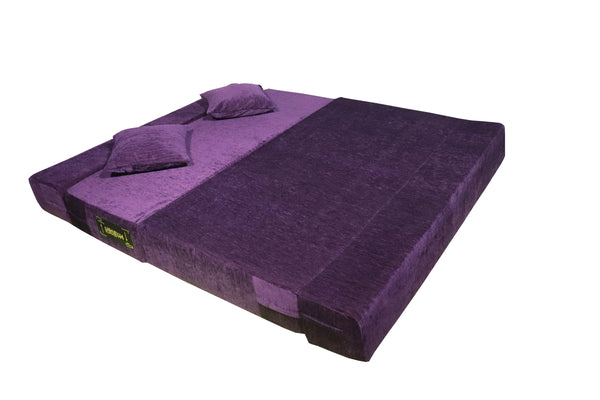 Rejoice Sofa Cum Bed - 3 Seater, Plain Cushion (Premium Molfino Fabric- Purple)