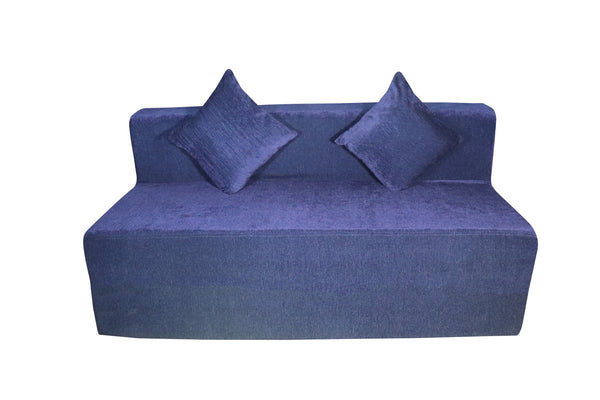 Rejoice Sofa Cum Bed Cover - 3 Seater, Plain Cushion ( Premium Molfino Fabric,  Blue )