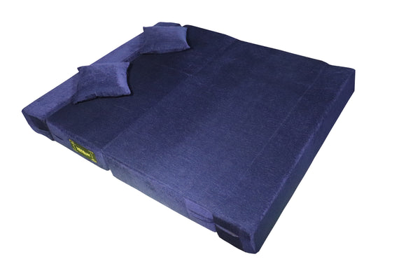 Rejoice Sofa Cum Bed Cover - 3 Seater, Plain Cushion ( Premium Molfino Fabric,  Blue )