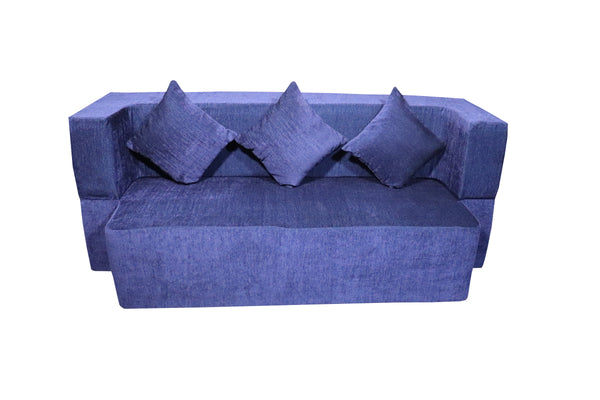 FlipperX Sofa Cum Bed Cover - 3 Seater, Plain Cushion ( Premium Molfino Fabric, Purple )