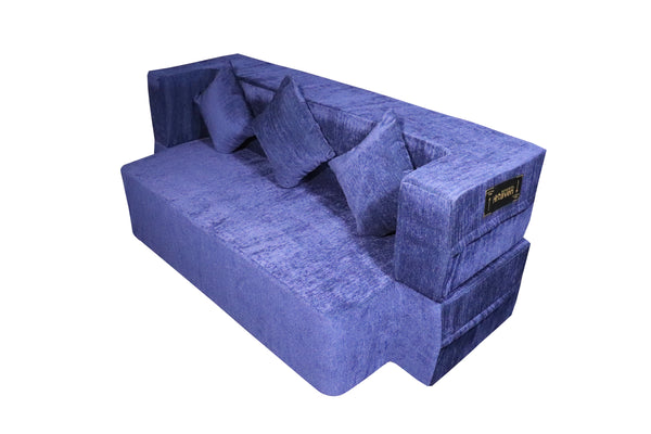 FlipperX Sofa Cum Bed Cover - 3 Seater, Plain Cushion ( Premium Molfino Fabric, Purple )